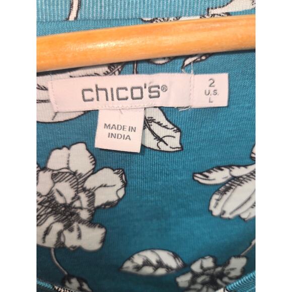 Chico's V-Neck floral 3/4 Sleeve Cotton tops bundle of 2 Size 2 - Picture 3 of 7